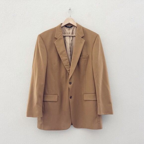 Jos A Bank 100% Cashmere Sport Coat Blazer Jacket Camel Tan Classic Preppy 44 LG - Picture 5 of 16